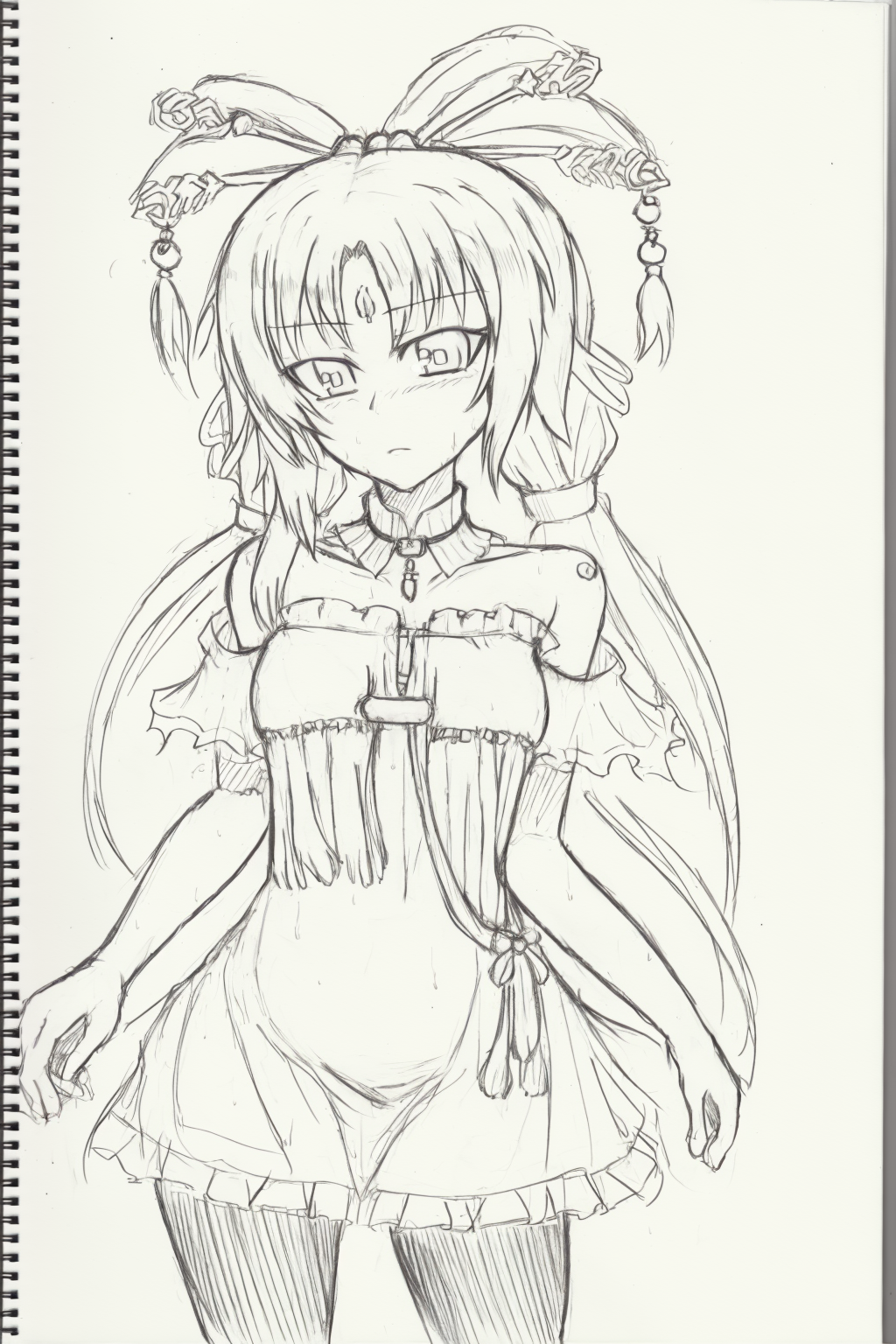 03295-1090777332-_lora_style18-v2_1_,sketch, greyscale, monochrome, traditional media,_lora_fuxuan-mver_1_,1girl,long hair,twintails,hair rings,h.png